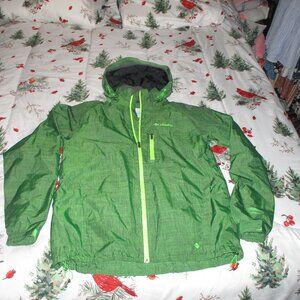 Columbia Jacket Grass Green Omni-Tech-heat Hooded Waterproof Rain Shell L NWOT